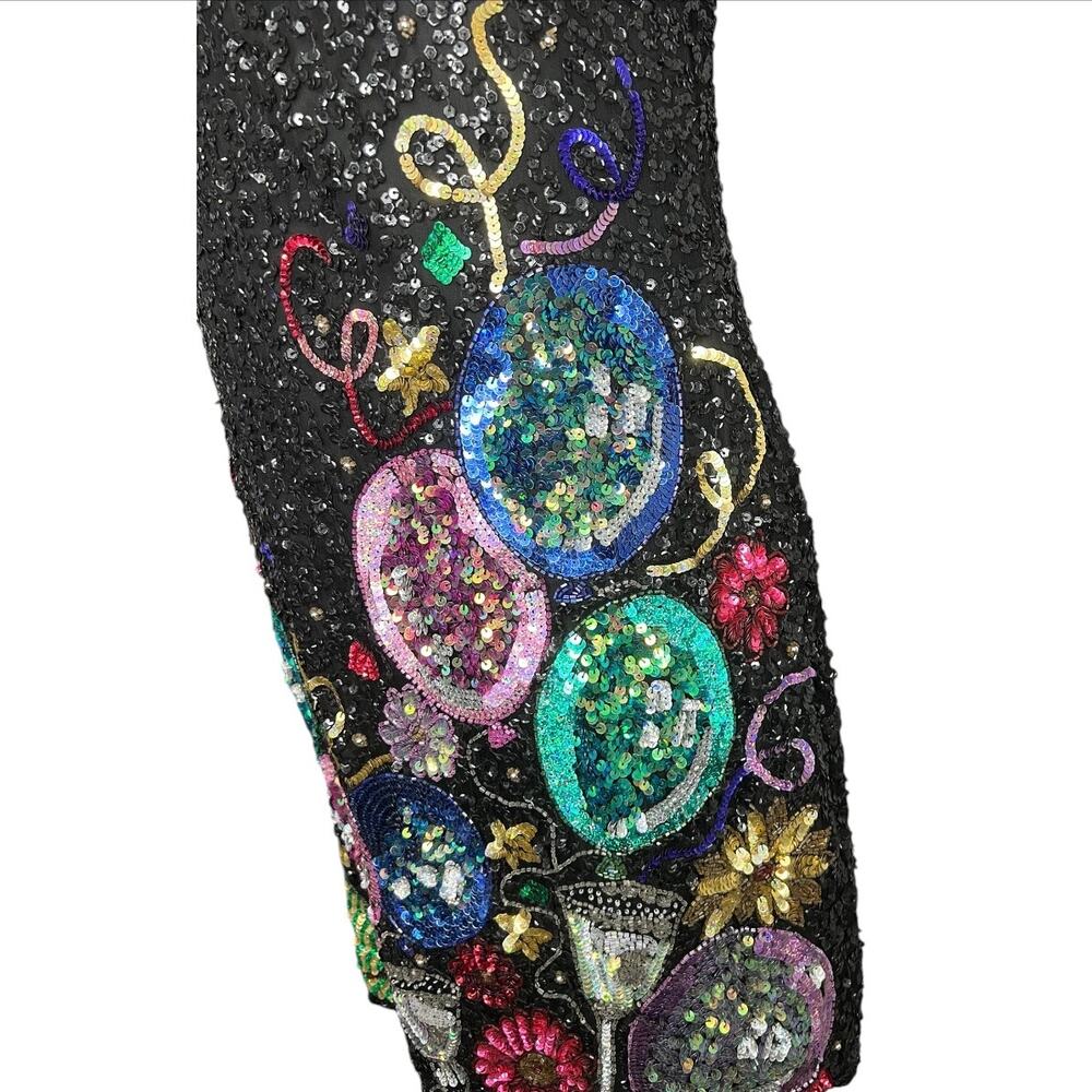 Laurence kazar vintage sequin New Year’s Eve mini dress multicolor size large - Picture 5 of 13